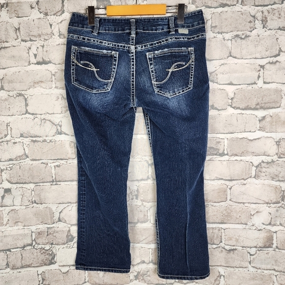 Silver Suki Jean Capris Factory Fade 5 Pocket 25.5" Inseam Blue Size 30W - Picture 11 of 16